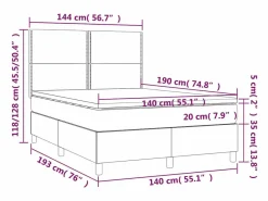 Clicnbuy Cama box spring colchón y luces LED tela gris claro 140x190 cm Hot