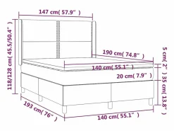 Clicnbuy Somier - 140X190Cm|Cama box spring colchón y luces LED tela negro 140x190 cm