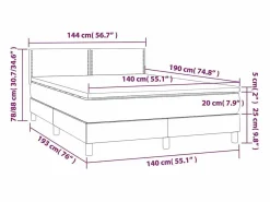 Clicnbuy Cama box spring colchón y luces LED tela gris claro 140x190 cm Best