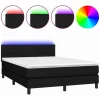 Clicnbuy Cama box spring colchón y luces LED tela negro 140x190 cm Online
