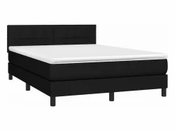 Clicnbuy Cama box spring colchón y luces LED tela negro 140x190 cm Online