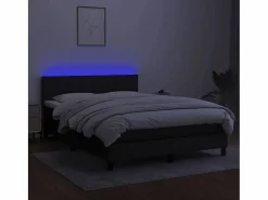 Clicnbuy Cama box spring colchón y luces LED tela negro 140x190 cm Online