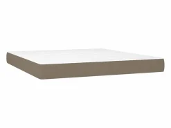 Cama box spring colchón y luces LED tela gris taupe 180x200 cm^Clicnbuy New