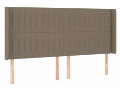 Cama box spring colchón y luces LED tela gris taupe 180x200 cm^Clicnbuy New