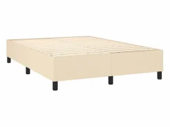 Clicnbuy Cama box spring colchón y luces LED tela crema 140x190 cm