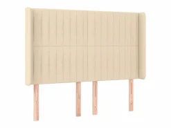 Clicnbuy Cama box spring colchón y luces LED tela crema 140x190 cm