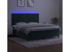 Cama box spring colchón y LED terciopelo oscuro 160x200cm^Clicnbuy Outlet