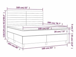 Cama box spring colchón y LED terciopelo oscuro 160x200cm^Clicnbuy Outlet