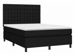 Clicnbuy Somier - 140X190Cm|Cama box spring colchón y luces LED tela negro 140x190 cm