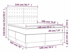 Clicnbuy Somier - 140X190Cm|Cama box spring colchón y luces LED tela negro 140x190 cm