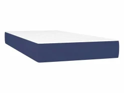 Clicnbuy Somier Tapizado|Somier - 90X190Cm|Cama box spring colchón y luces LED tela azul 90x190 cm