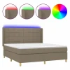 Cama box spring colchón y luces LED tela gris taupe 180x200 cm^Clicnbuy Sale