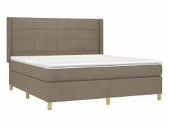 Cama box spring colchón y luces LED tela gris taupe 180x200 cm^Clicnbuy Sale