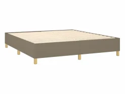 Cama box spring colchón y luces LED tela gris taupe 180x200 cm^Clicnbuy Sale