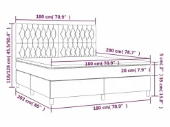 Clicnbuy Somier - 180X200Cm|Cama box spring colchón y luces LED tela gris taupe 180x200 cm