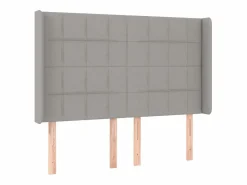 Clicnbuy Somier Tapizado|Somier - 140X190Cm|Cama box spring colchón y luces LED tela gris claro 140x190 cm