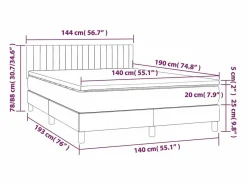 Clicnbuy Cama box spring colchón y luces LED tela crema 140x190 cm Hot