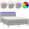 Cama box spring colchón y luces LED tela gris claro 140x190 cm^Clicnbuy Clearance