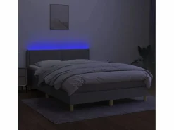 Cama box spring colchón y luces LED tela gris claro 140x190 cm^Clicnbuy Clearance