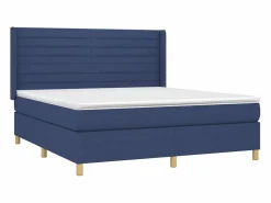 Clicnbuy Somier - 180X200Cm|Cama box spring colchón y luces LED tela azul 180x200 cm
