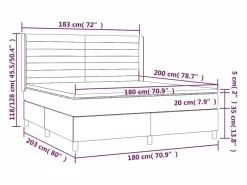 Clicnbuy Somier - 180X200Cm|Cama box spring colchón y luces LED tela azul 180x200 cm