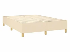 Clicnbuy Cama box spring colchón y luces LED tela crema 140x190 cm Sale