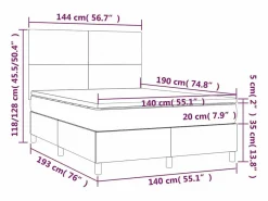 Clicnbuy Somier Tapizado|Somier - 140X190Cm|Cama box spring colchón y luces LED tela gris claro 140x190 cm