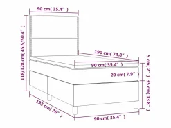 Clicnbuy Somier - 90X190Cm|Cama box spring colchón y luces LED tela azul 90x190 cm