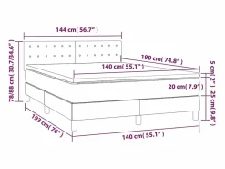 Clicnbuy Somier Tapizado|Somier - 140X190Cm|Cama box spring colchón y luces LED tela negro 140x190 cm
