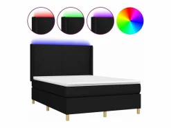 Clicnbuy Cama box spring colchón y luces LED tela negro 140x190 cm Hot