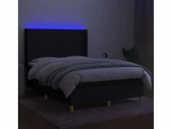 Clicnbuy Cama box spring colchón y luces LED tela negro 140x190 cm Hot