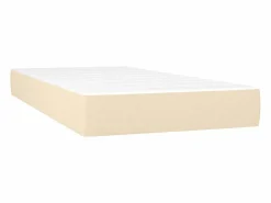 Clicnbuy Somier - 90X190Cm|Cama box spring colchón y luces LED tela color crema 90x190 cm