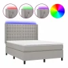 Clicnbuy Somier - 140X190Cm|Cama box spring colchón y luces LED tela gris claro 140x190 cm