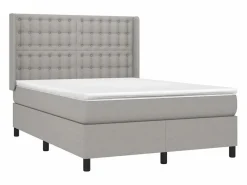 Clicnbuy Somier - 140X190Cm|Cama box spring colchón y luces LED tela gris claro 140x190 cm