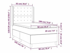 Clicnbuy Cama box spring colchón y luces LED tela azul 90x190 cm Hot