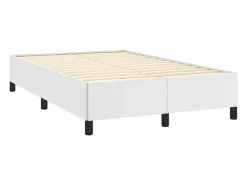 Cama box spring colchón y LED cuero sintético blanco 120x190 cm^Clicnbuy Online