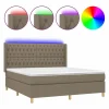 Cama box spring colchón y luces LED tela gris taupe 180x200 cm^Clicnbuy Clearance
