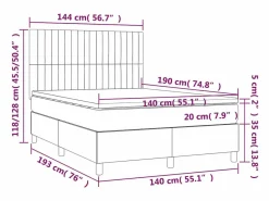 Clicnbuy Cama box spring colchón y luces LED tela negro 140x190 cm