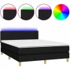 Cama box spring colchón y luces LED tela negro 140x190 cm^Clicnbuy Best