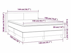 Cama box spring colchón y luces LED tela negro 140x190 cm^Clicnbuy Best