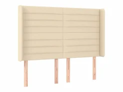 Cama box spring colchón y luces LED tela crema 140x190 cm^Clicnbuy Best