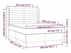 Cama box spring colchón y luces LED tela crema 140x190 cm^Clicnbuy Best