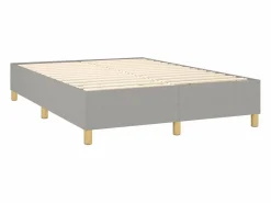 Clicnbuy Somier Tapizado|Somier - 140X190Cm|Cama box spring colchón y luces LED tela gris claro 140x190 cm