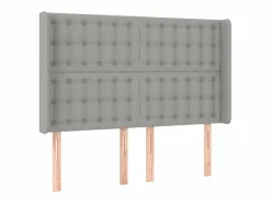 Clicnbuy Somier Tapizado|Somier - 140X190Cm|Cama box spring colchón y luces LED tela gris claro 140x190 cm