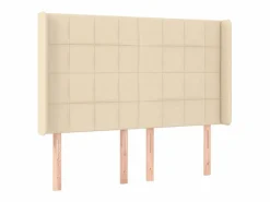 Clicnbuy Cama box spring colchón y luces LED tela crema 140x190 cm Clearance