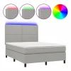 Clicnbuy Somier - 140X190Cm|Cama box spring colchón y luces LED tela gris claro 140x190 cm