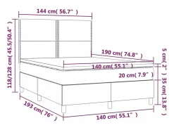 Clicnbuy Somier - 140X190Cm|Cama box spring colchón y luces LED tela gris claro 140x190 cm