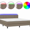 Clicnbuy Cama box spring colchón y luces LED tela gris taupe 180x200 cm Clearance