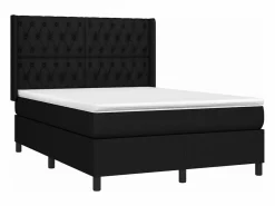 Cama box spring colchón y luces LED tela negro 140x190 cm^Clicnbuy Online