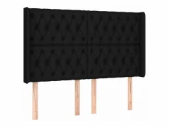 Cama box spring colchón y luces LED tela negro 140x190 cm^Clicnbuy Online